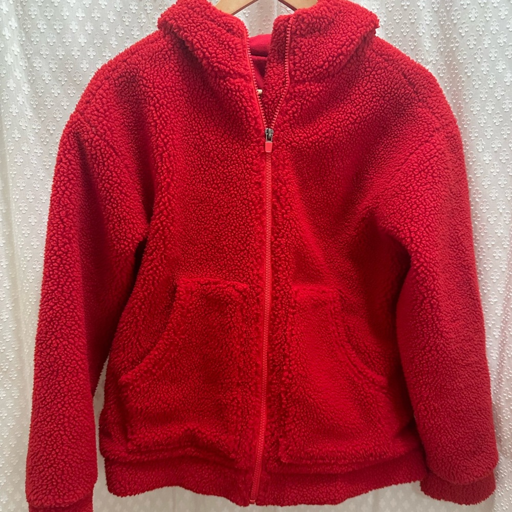 Fabletics Crop Red Teddy Jacket